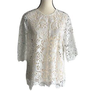 ZARA BEAUTIFUL WHITE LACE TOP, SZ. L